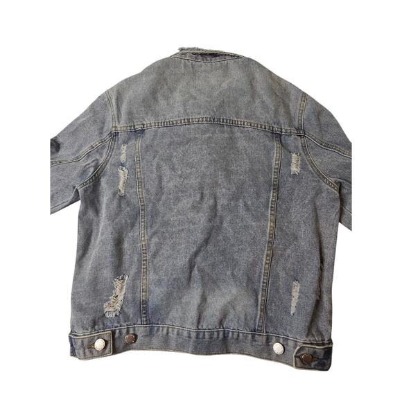 CI SONO BLUE‎ DENIM JACKET GRAY HOODIE BUTTON DOWN 4 POCKETS size L - Picture 3 of 7